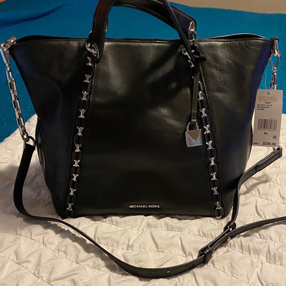 Michael Kors Black Tote with Chain Detail